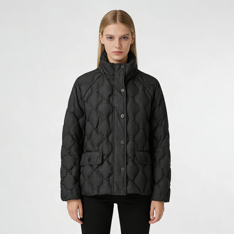 Schinteon Women's White Duck down Jacket Casual Stand Collar Warm Autumn Winter Outwear Fashion Coat High Quality 2025 New