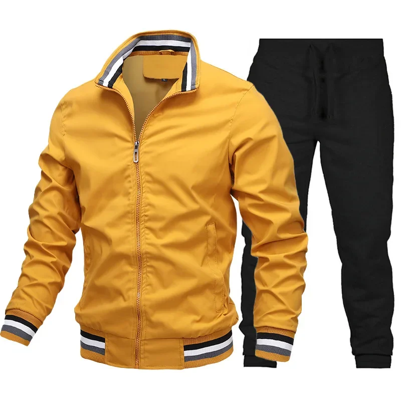 Men's Sports Gym Tracksuit Set Elastic Sweatsuits Jogging Suits Casual Fitness Clothes T-shirts Crew Neck Sweatshirts Leggings