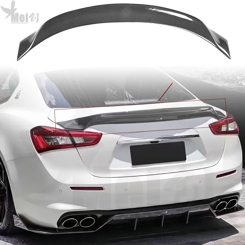 For Maserati Ghibli Carbon Fiber Spoiler M157 Trunk Lid 4-door Sedan 2014 - 2021 Ghibli M157 Rear Trunk Spoiler Wings