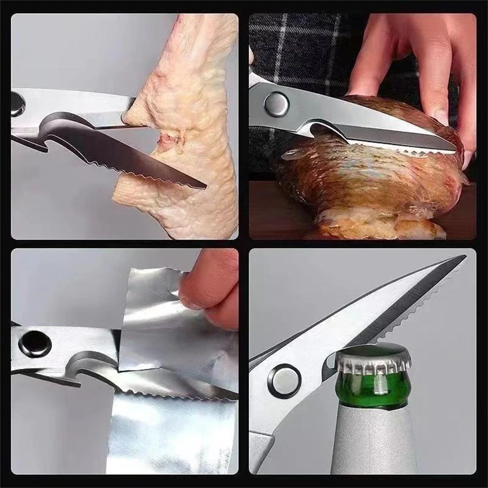Stainless Steel Kitchen Shears Sharp Kitchen Scissors Multifunctional Chicken Bone Shears Fish Duck Cut Chef Scissors Knife Tool