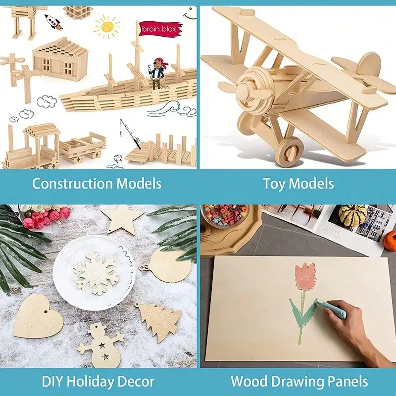 

Unfinished Basswood Plywood Sheets, 12x12 Inch 2mm Thick, for DIY Crafts Laser Engraving Wood Burning Models
