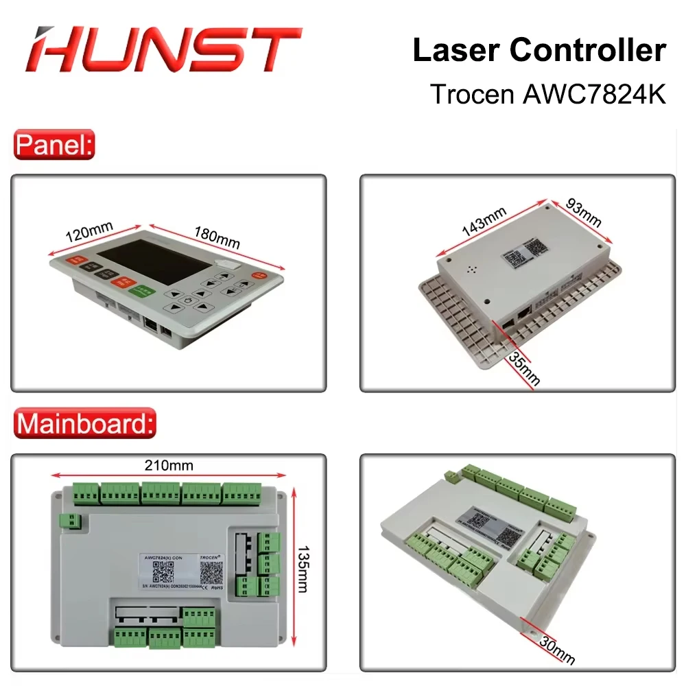 Hunst AWC708C Lite DSP CO2 Laser Control Display Panel Upgrade to Trocen AWC7824K For CNC System Laser Cutting Control Panel