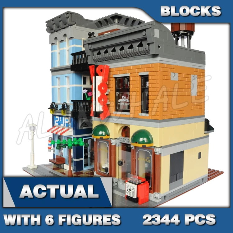 

2344pcs creative Expert Modular Street View Detective Office Barbershop 15011 Building Block toys Compatible With Model