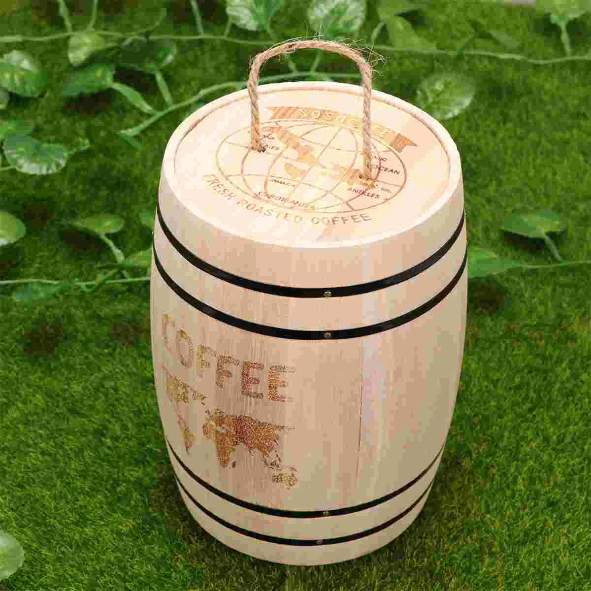 1pc Wooden Barrel Pen Container Desk Organizer Holder Wooden Ornament Wooden Cask for Coffee Bean Tea Small Objects (Wood Color)