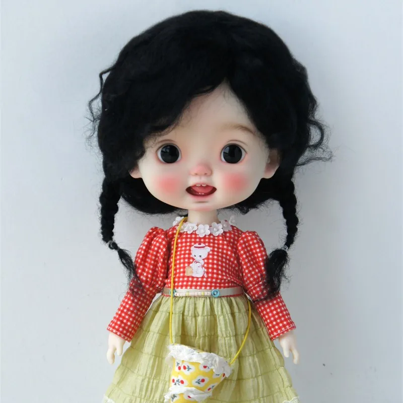 Fjusuns  JD644 9-10inch 10-11inch Messy Baby Curly Mini Twintail Mohair BJD Wigs QBaby Pullip Blythes& 18\