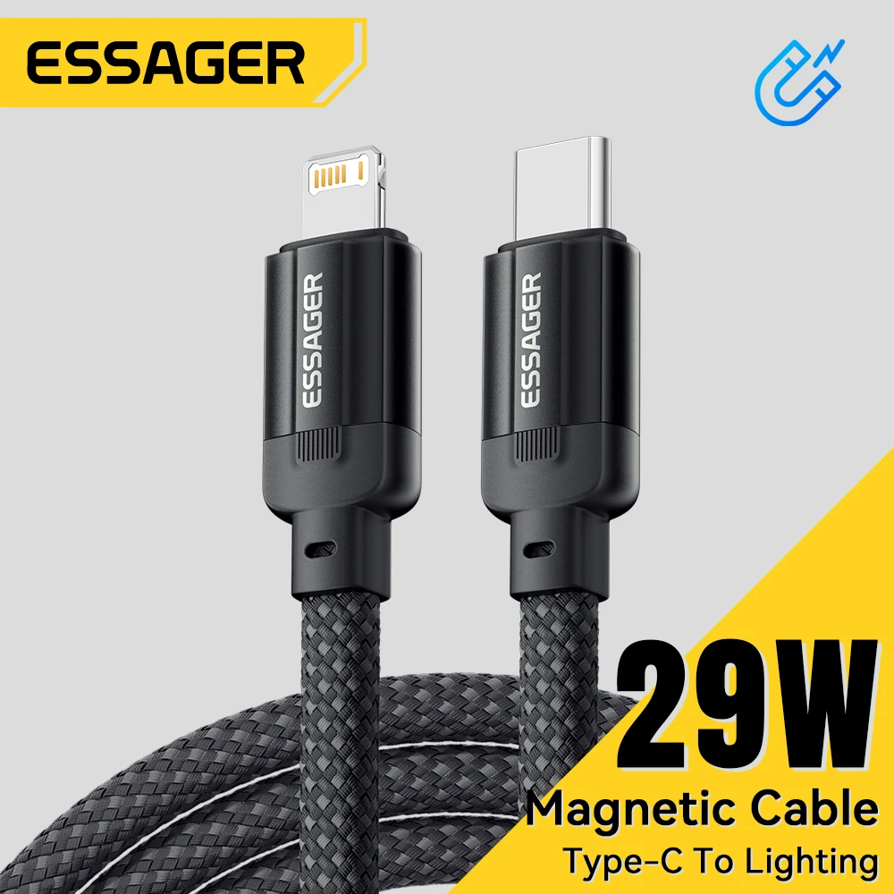 Essager USB C Cable For IPhone 14 13 12 11 pro Max Plus 29W Magnetic Fast Charging Cable Type C To Lighting Date Wire For ipad