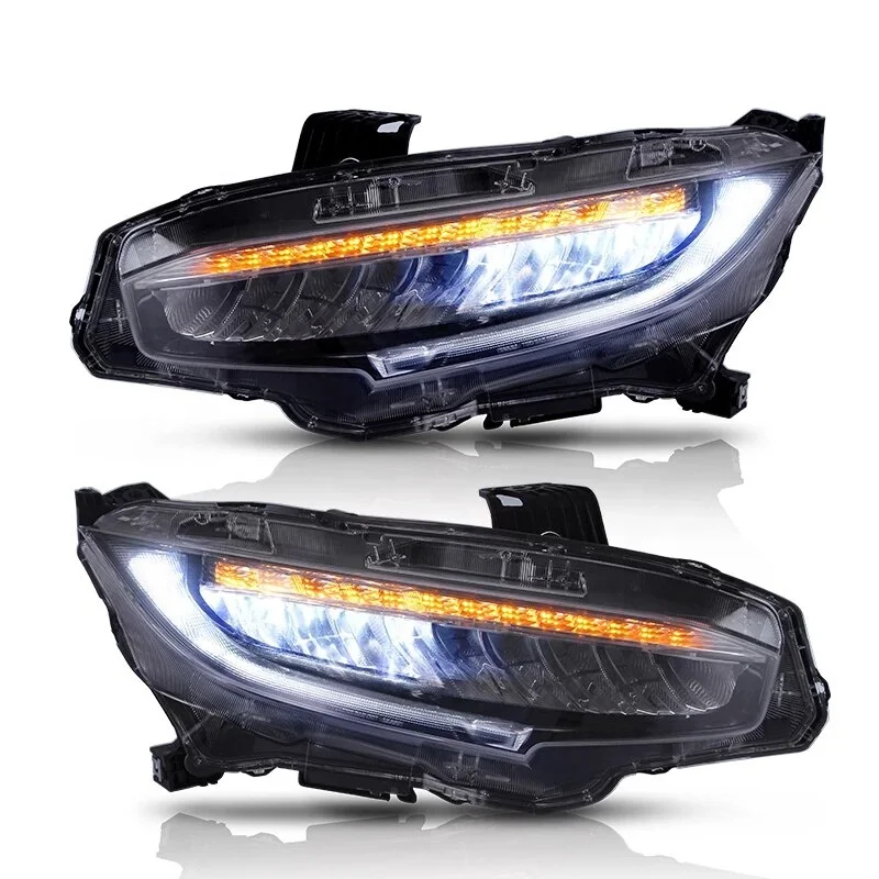 Car LED head lights for 2016 2017 2018 HONDA CIVIC USA Type Angel Eye Bi Xenon Beam Projectors Modified Headlights