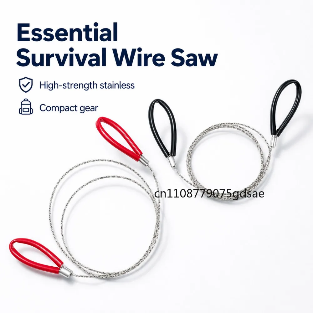 Portable Stainless Steel Wire Saw with Finger Handle for Outdoor Survival Camping&Hiking&Mountain Emergency Chain Saw