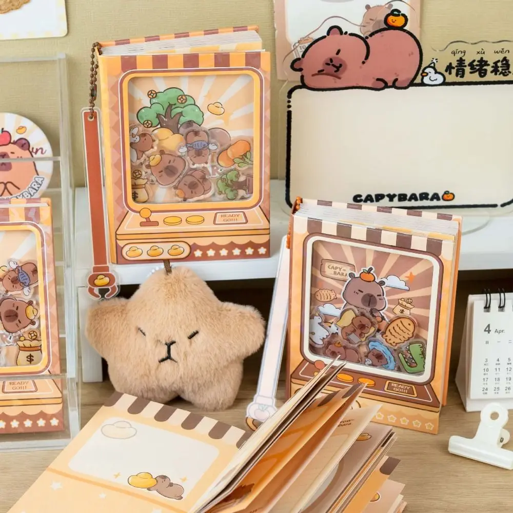Interesting Color Inner Page Capybara Notebook Cute Doll Claw Machine Small Notepad Kawaii Diary Square Writing Pad Diary