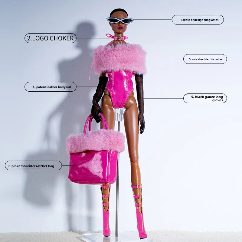 Xianxian Puppe Kleidung Anzug 1/6 Anime BJD 32cm Supermodel Puppe Kleidung Zubehör Rosa Leder Rock Mädchen DIY Spielzeug Sammler