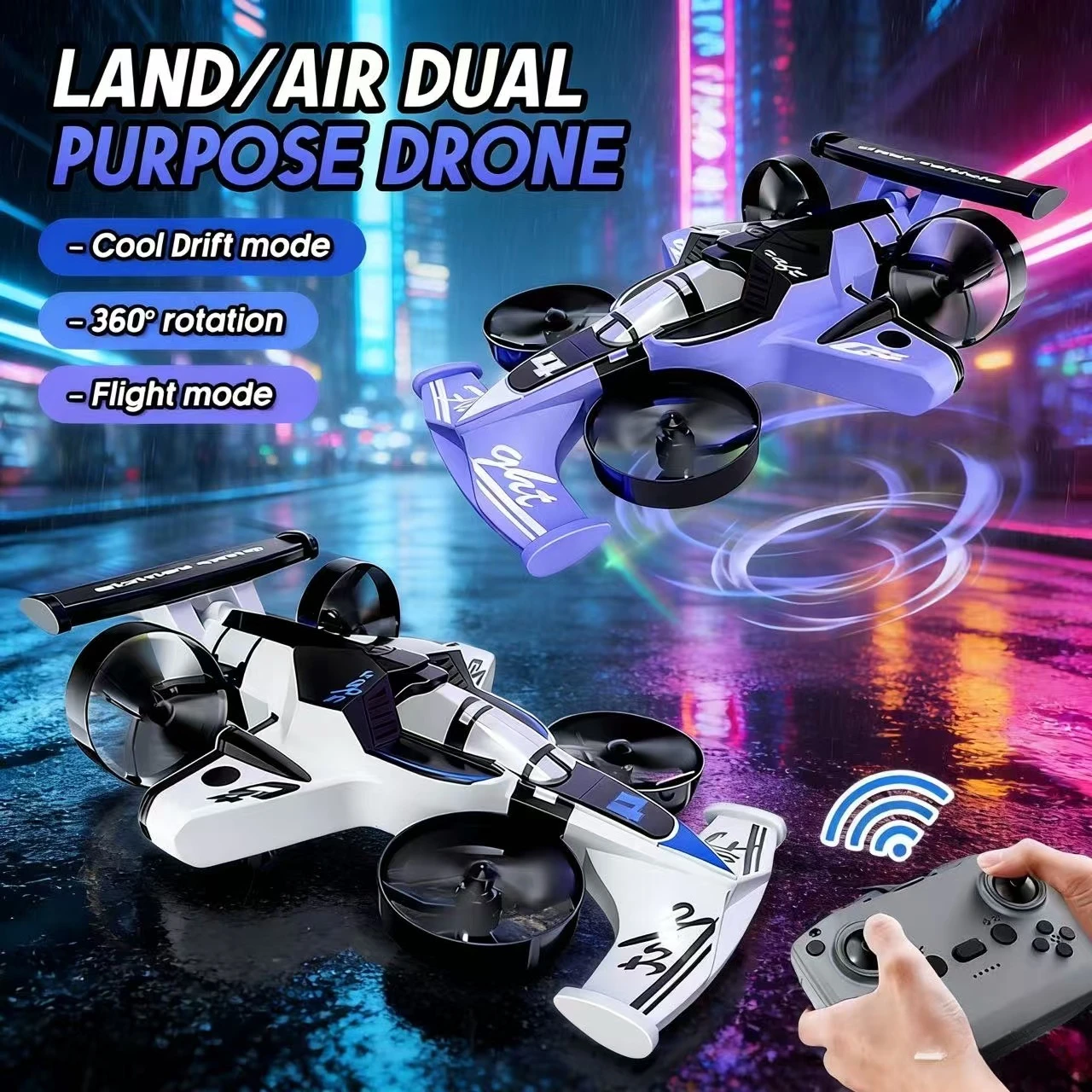 

Мини-летающий автомобиль и дрон с воздушным землей 2 в 1, двухрежимный 4-осевой гоночный автомобиль 2,4G, профессиональный радиоуправляемый автомобиль, детская игрушка для бездорожья, лучший подарок для детей и взрослых