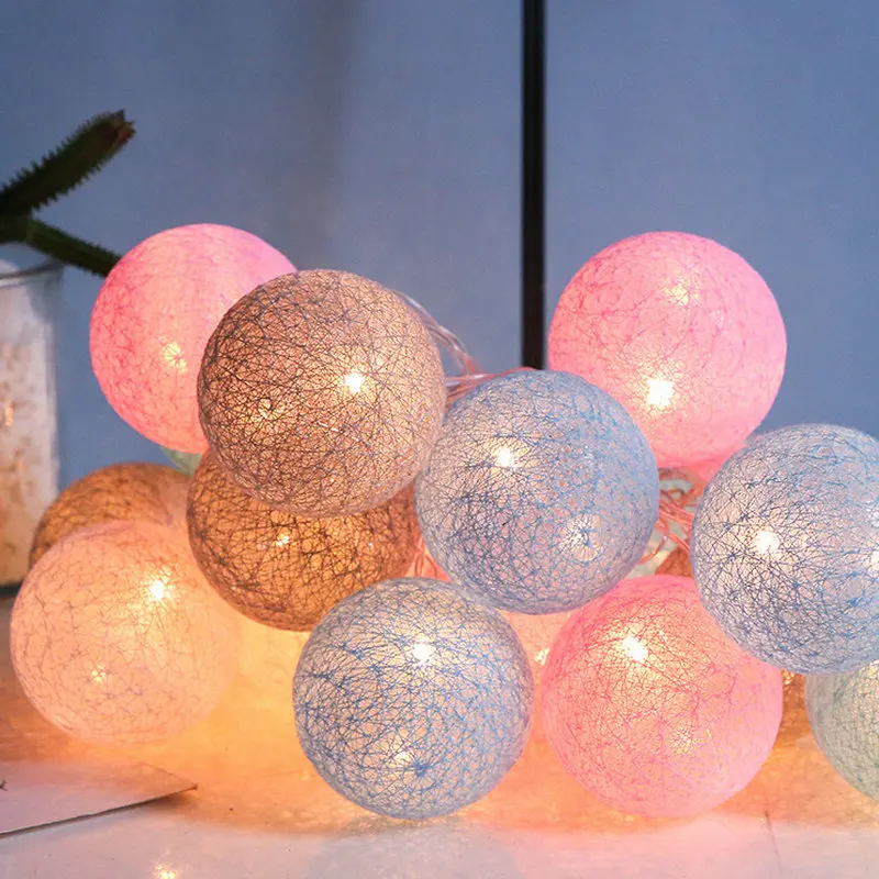 

Cotton LED Balls String for Home Wedding Holiday Garland Fairy Lights Bedroom Christmas Thanksgiving Day Outdoor Decor