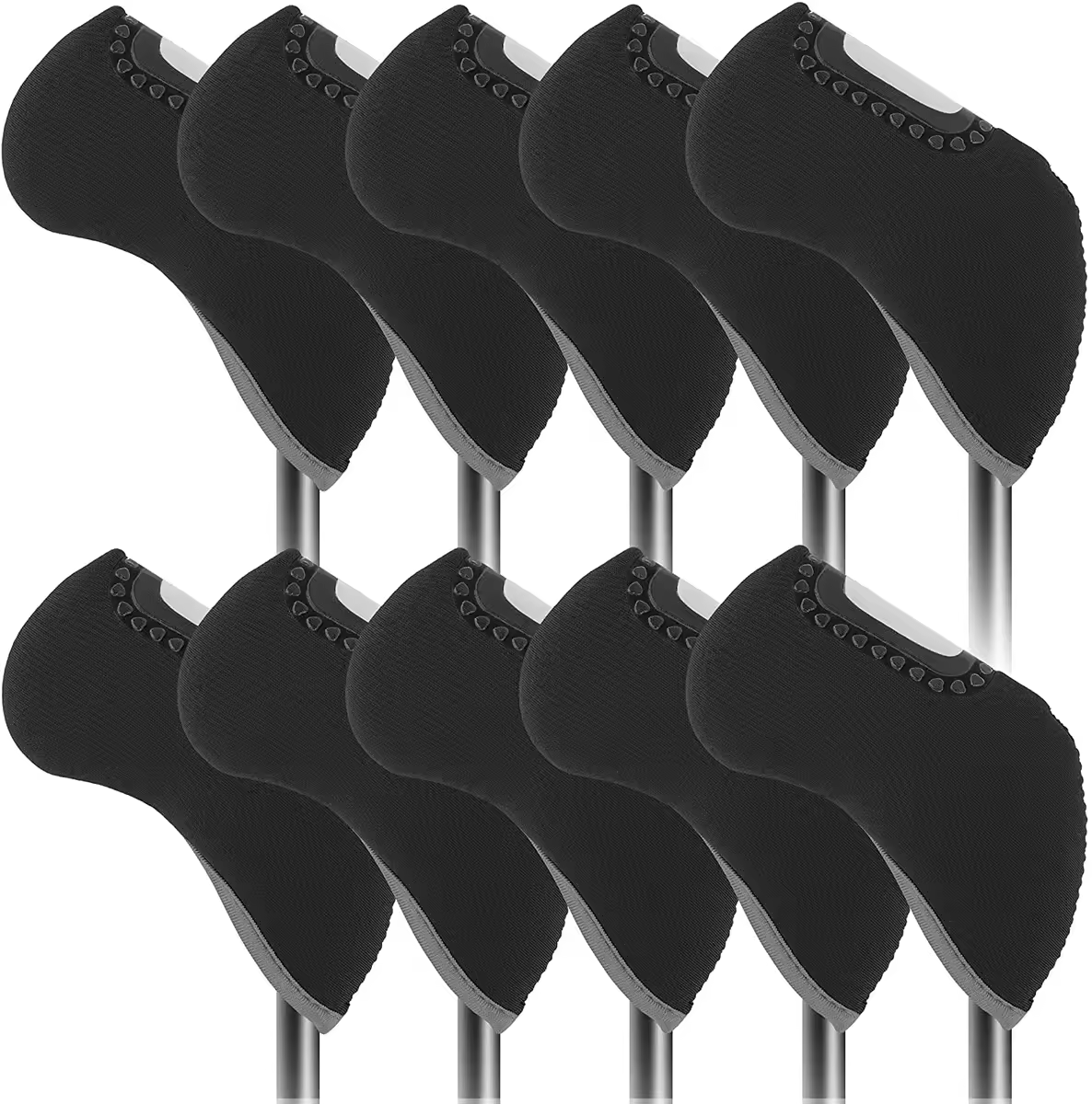 10 Pcs/Set BLACK Color Branded Golf Iron Head Covers HeadCovers Transparent Can See Numbers Accessories For Golfer Kids children