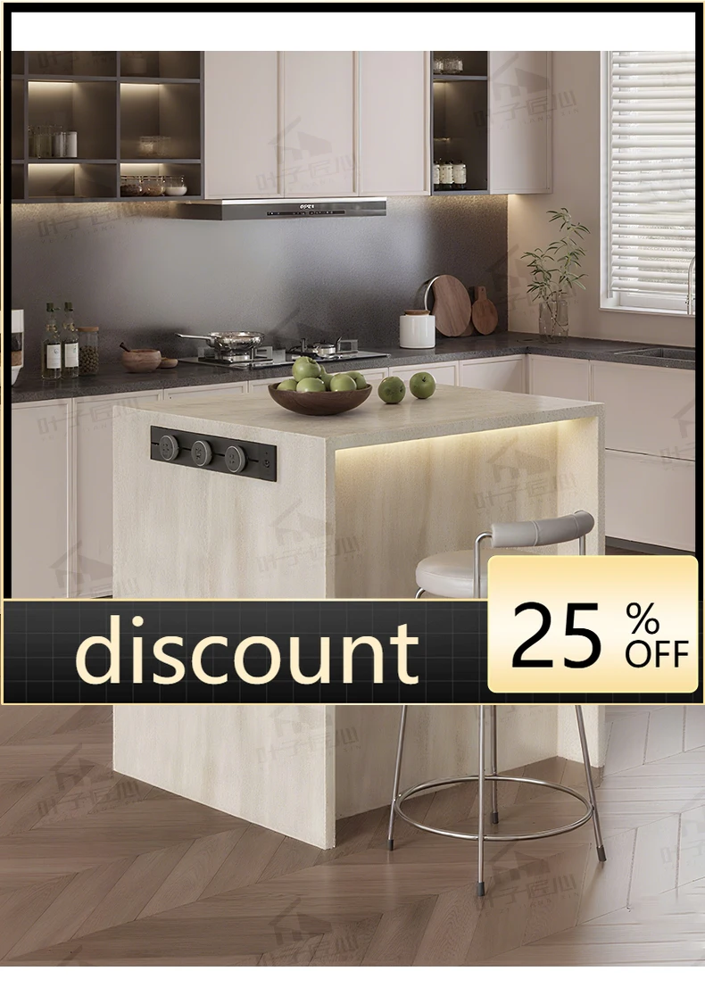 

LMM rock slab island table, dining table cabinet, individually movable locker, narrow side bar integrated