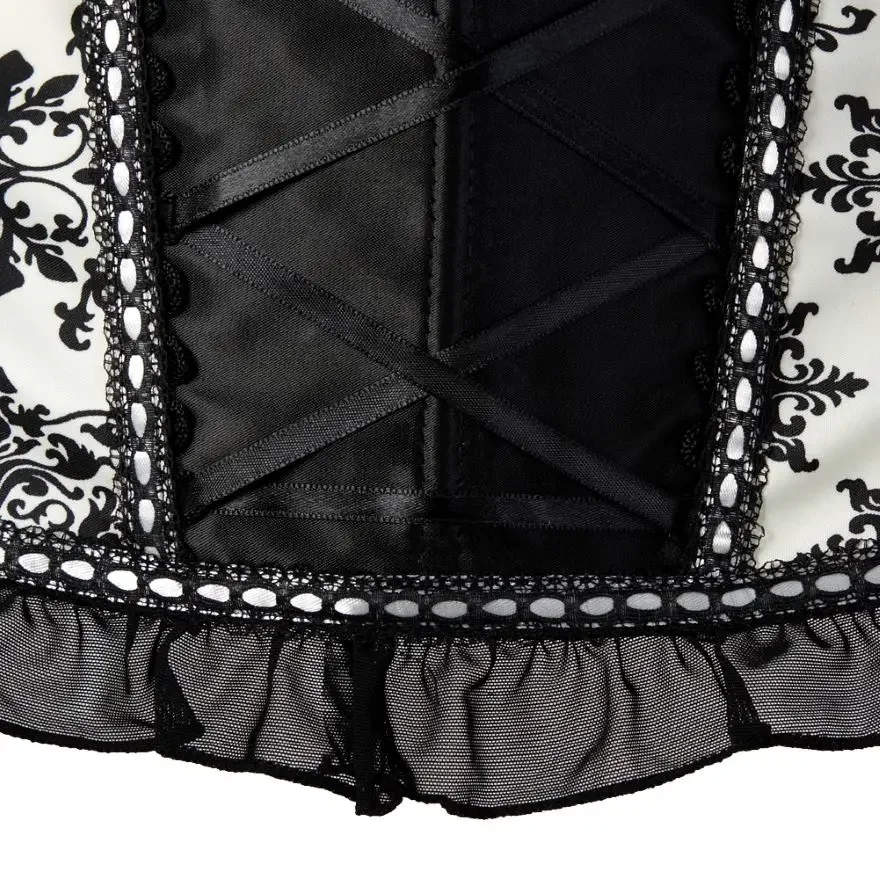 Vintage Floral Lace Up Zipper Side Overbust Corset Top Women Victorian Burlesque Sexy Lingetie Body Shaper Bustier Plus Size