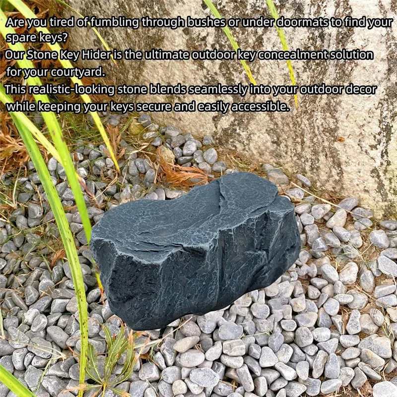ABWR-Fake Rock-Schlüsselkasten für draußen – sicherer Ersatz-Schlüsselversteck aus Kunstharz für Garten oder Hof im Freien (Steinstil), langlebig, einfach zu bedienen