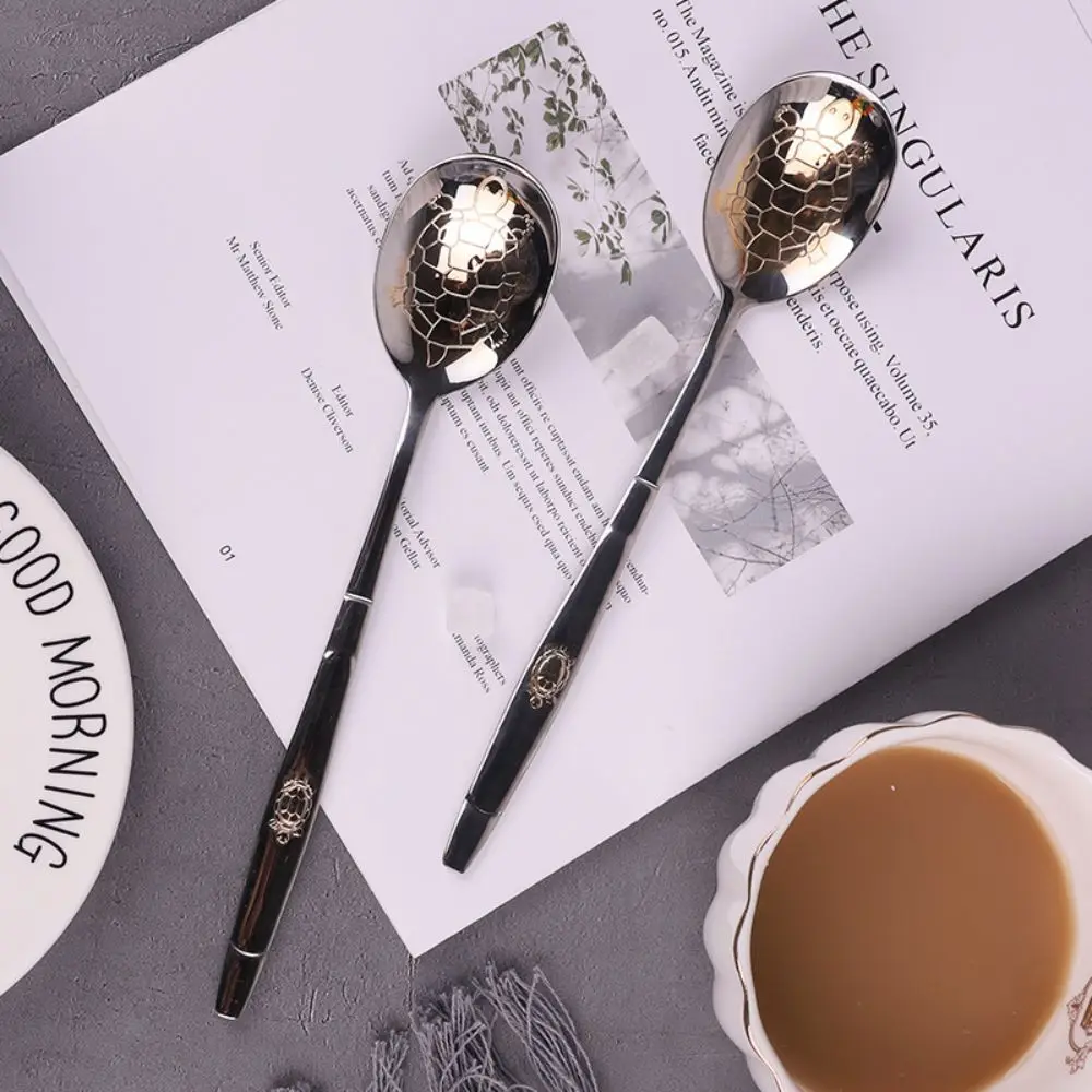 Premium Tortoise Shell Dessert Spoon Stainless Steel Gold-Plated Stirring Spoon Serving Soup Soup Spoon Home Dining