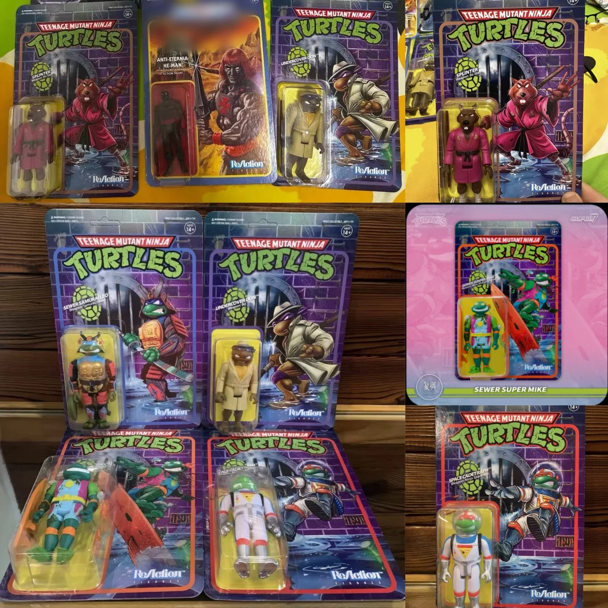 Super7 Teenage Mutant Ninja Turtles Collectible 3.75 Inch Reaction Figures Wave 6 Napoleon Bonafrog Raph Chrome Dome Triceraton