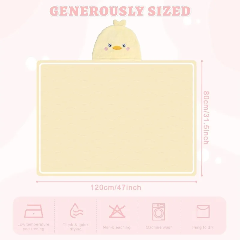 Dierenbabyhanddoek met capuchon 27x55'' - Koraalfleece en ultraabsorberend voor badtijd voor peuters, babyshowercadeau.bebes Bydnjecia