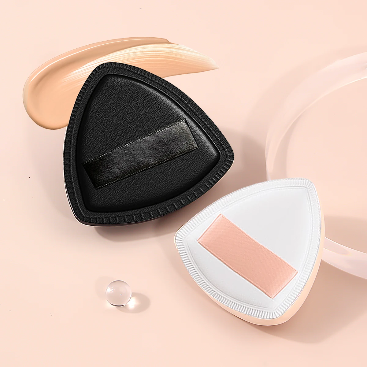 2 esponjas de polvo de malvavisco súper suaves para uso húmedo y seco para retocaciones de maquillaje diario, esponjas en polvo de esponja en blanco y negro