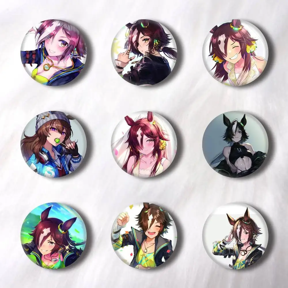Anime Vodka Uma Creative Round Button Badges Cute Pin Brooch for Backpack Clothes Lapel Jewelry