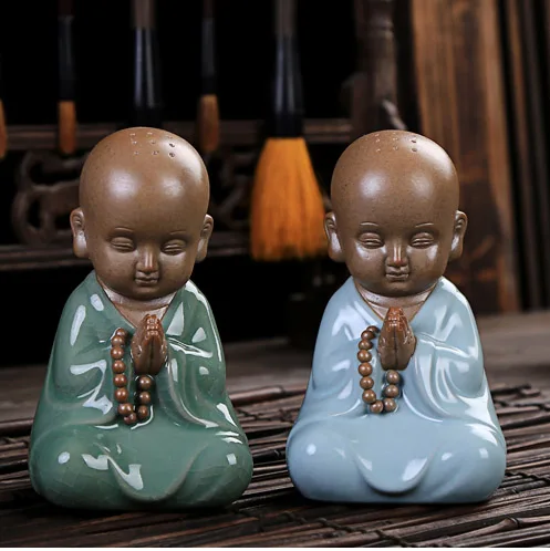 

Marvellous ART WORK # OFFICE home Zen Buddhism Little Monk CHINA ROYAL Ge Yao RU YAO ware porcelain pottery ART- business gift