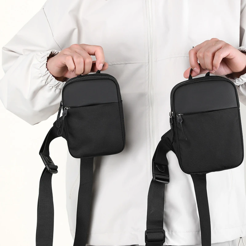 الرجال مقاوم للماء حبال الصدر حزمة موضة صغيرة سوداء Crossbody الكتف سستة حقيبة السفر تجريب حقيبة يد حقيبة ساعي الرجال 2026
