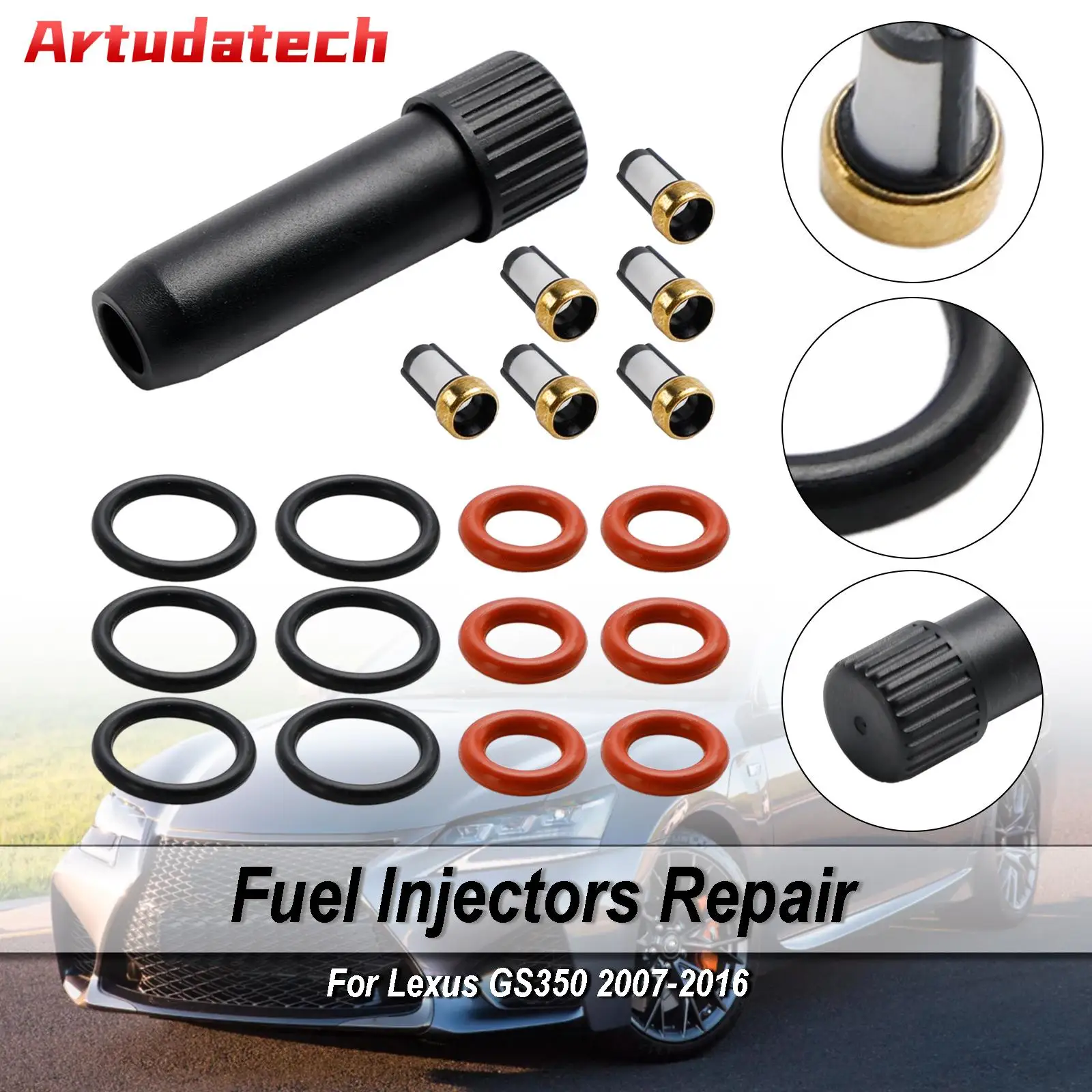 Artudatech 6PCS Fuel Injector Repair Seal Kit FJ786 Fit Lexus IS350 GS350 GS450h IS GS 350 GS 450 h IS 350