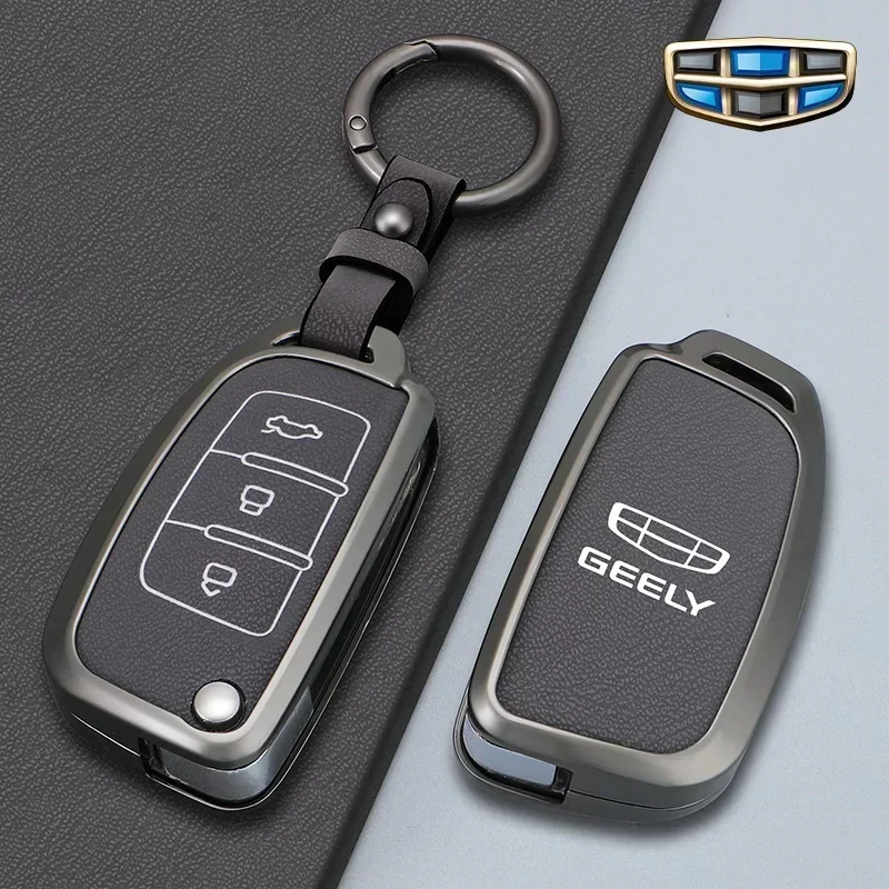 3 Buttons zinc alloy Car Key Cover Protect Skin Case for Geely GX3 EC7 EC8 GC6 EC715 EC718 Emgrand7 EU7 EC7-RV EC718-RV Keychain