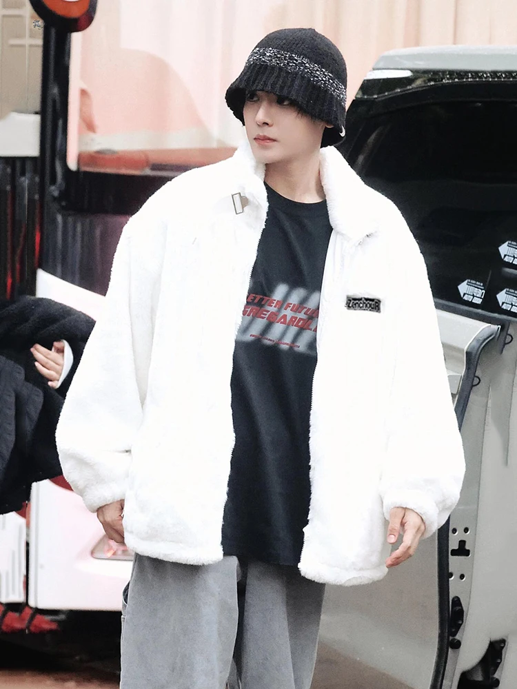 

Thiened Plu Хлопковое мужское и женское зимнее пальто из мягкого бархата ягненка со стеганым капюшоном Повседневная верхняя одежда на меху Молодежный тренд