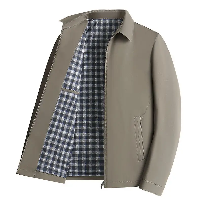 

Деловая повседневная куртка с лацканами для мужчин среднего возраста, куртка большого размера, мужская одежда, удобное пальто, верхняя одежда, осенний новый стиль