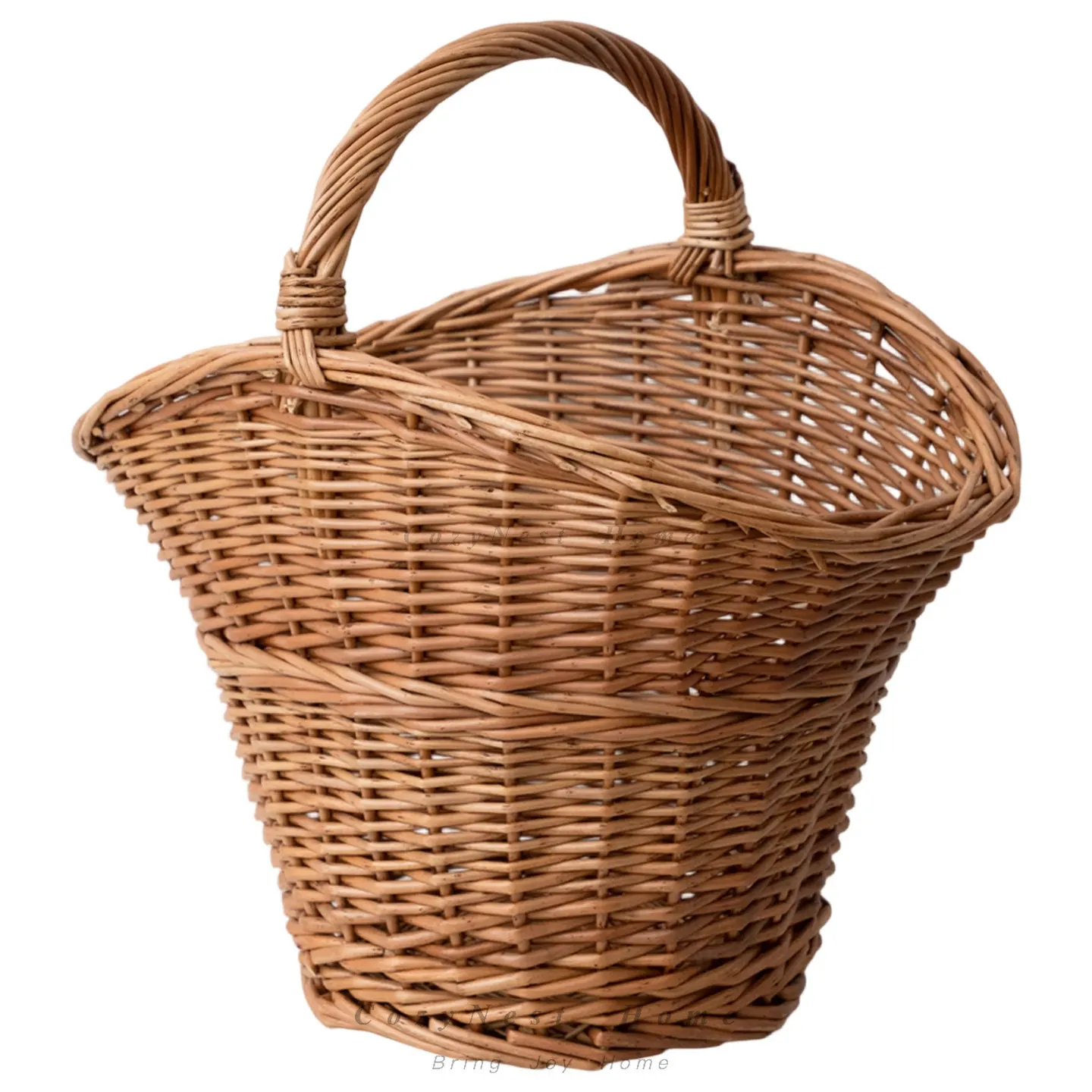 Handwoven Willow Basket Planter Rustic Tabletop Wall Hanging Flower Vase Home Decor