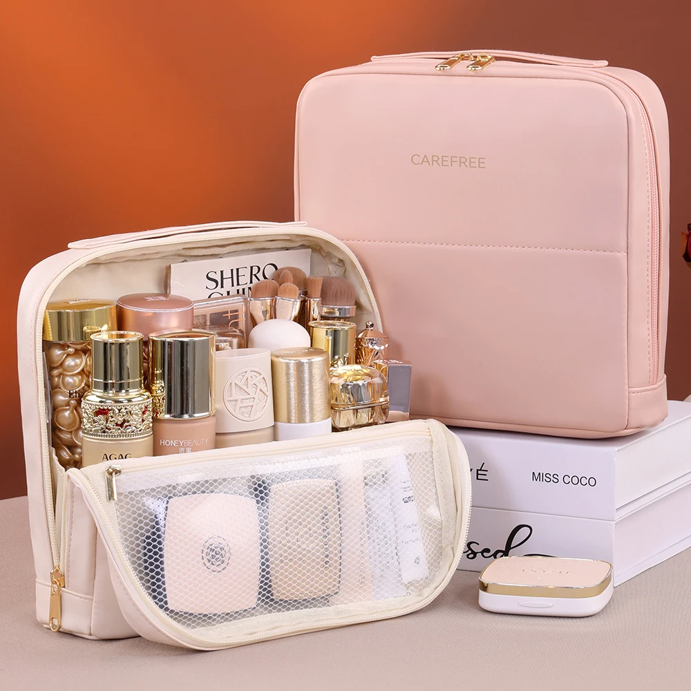 Portable Standing Up Bag Travel Waterproof Toiletry Storage Pouch Bag for Brues Cosmetic Tools Women's Makeup Organizer
