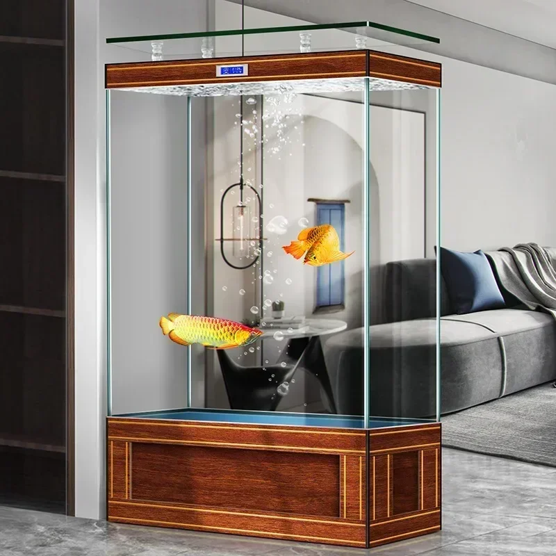 Jinjing Super White Fish Globe Living Room Home Light Luxury Large Subareas Screens Floor AquariumHY