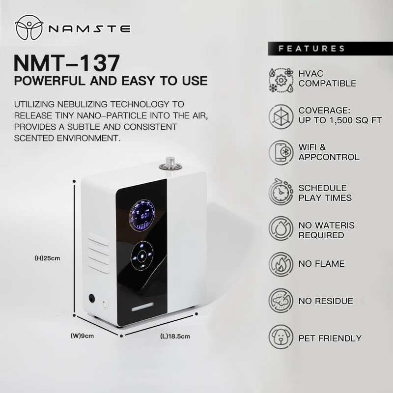 Namste 1500 m2/pieza. Difusor de aceites esenciales para Hotel, ambientador, fragancia para habitación, purificador de Perfume para oficina, máquina aromática
