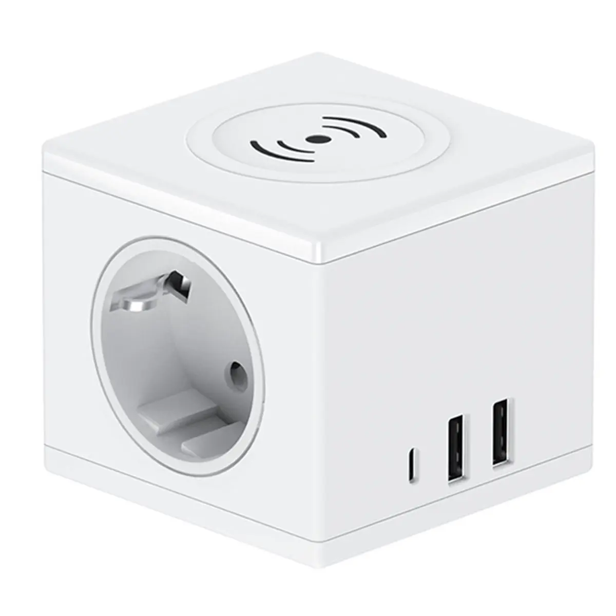 [Vend for]Wireless Charging Cube Socket European Standard PD15W Fast Charging USB Desk Wireless Charging Cube Socket (EU),A