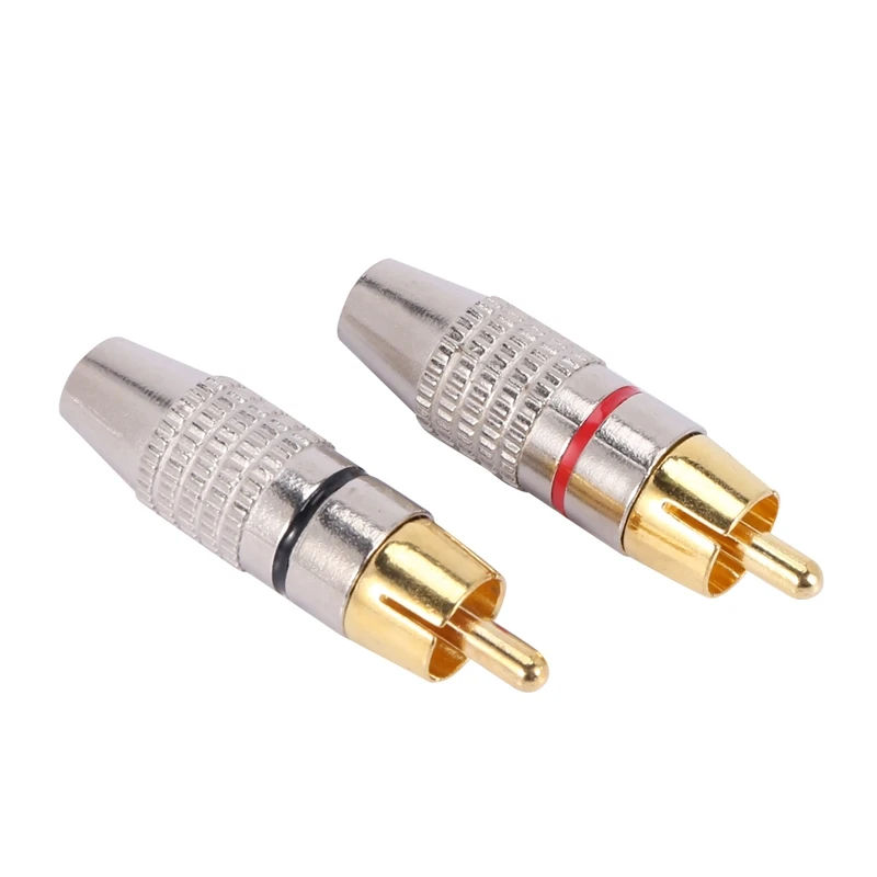 Imagem -02 - Banhado a Ouro Plug Rca para Áudio e Vídeo Bloqueio Conector do Cabo 100 Pcs