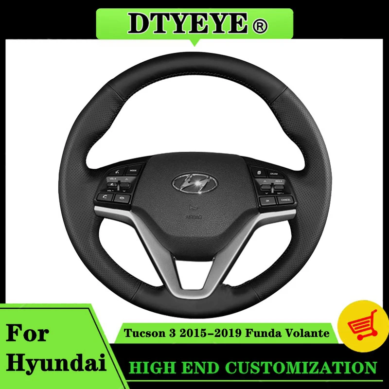 Car Steering Wheel Cover For Hyundai Tucson 3 2015-2019 Funda Volante Customized DIY Car Accessory Original Steering Wheel Braid