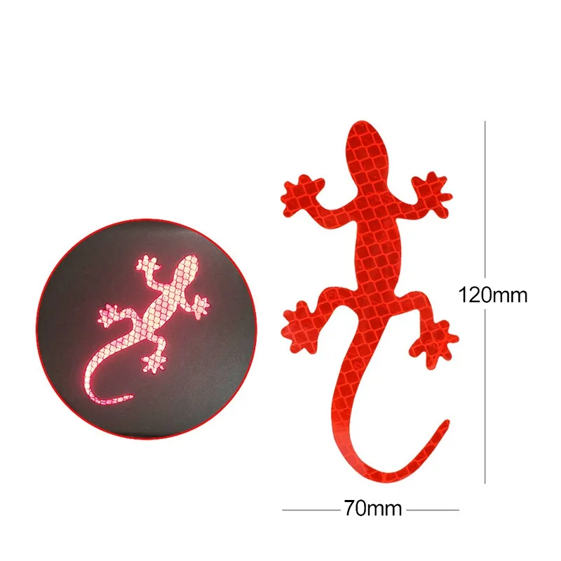 2Pcs Car Reflective Sticker Safety Warning Mark Car Night Driving Warning Gecko Strip Scratch Blocking Auto Exterior Accessories