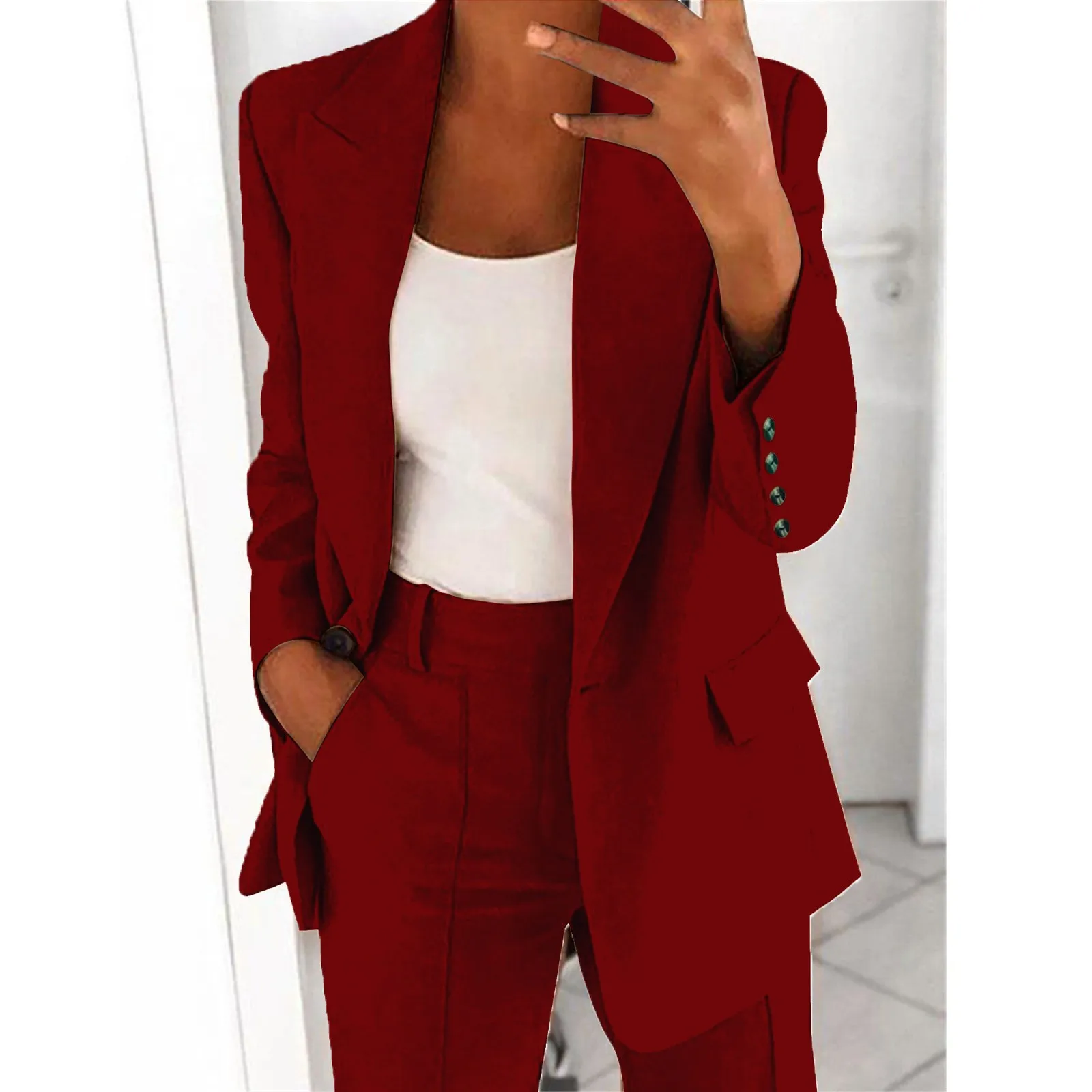 Women\'s Blazer Top Elegant Solid Long Sleeves Jacket Suit Jacket Business Fashion Spring Tracksuit Office Lady Blouse Coat Tops