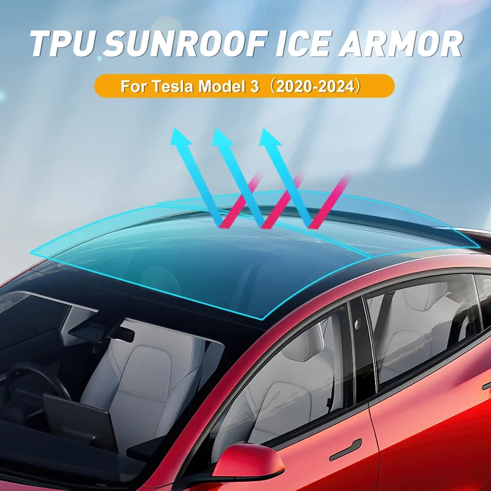 TPU Ice Armor Pre-Cut Sunroof Protection Film for Tesla Model 3 2020 2021 2022 2023 Model3 Highland 2024 Heat InsulationCar PPF