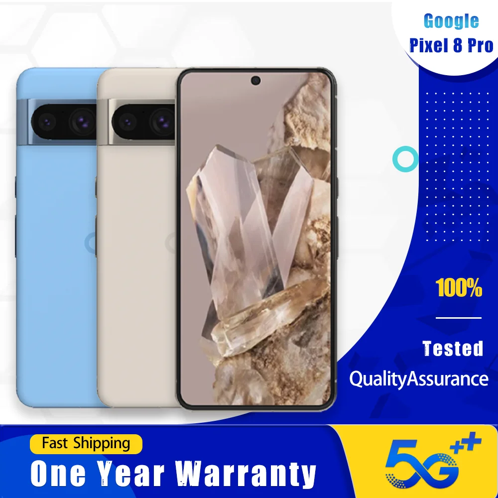 Original desbloqueado Google Pixel 8 Pro 8Pro 5G SmartPhone NFC 12GB + 128GB 120Hz 6,7 "LTPO OLED 50MP + 48MP Google-Tensor-G3 teléfono móvil