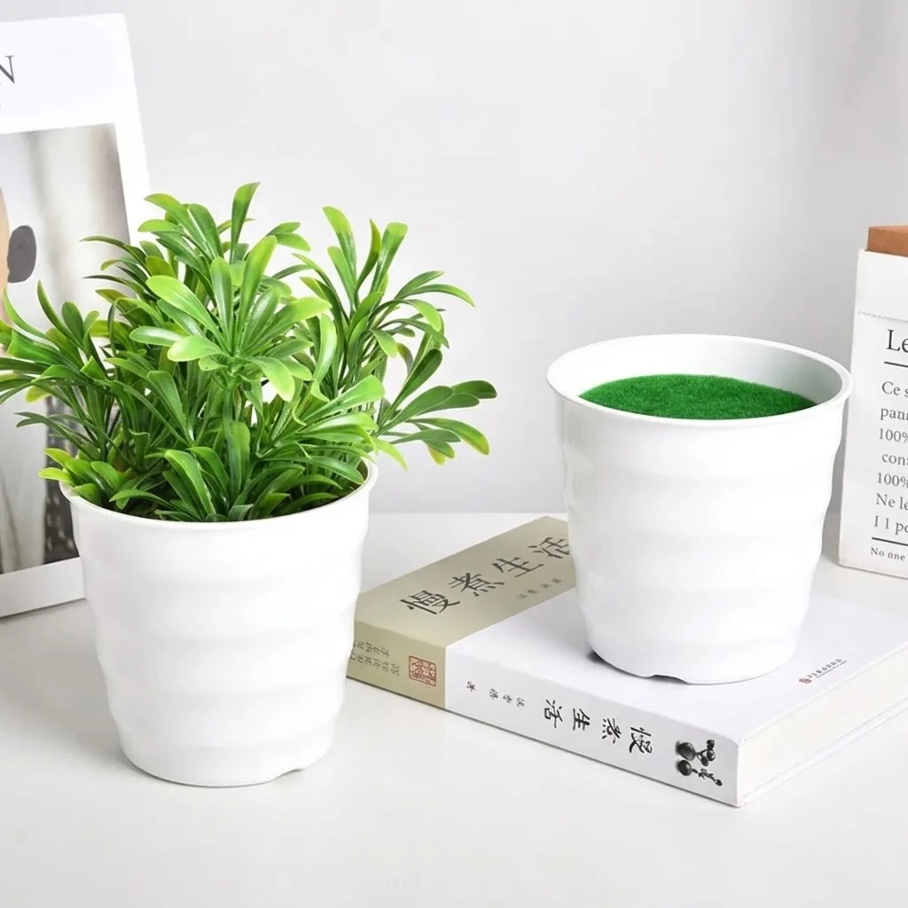 Artificial Pot Plants Pot Nursery Pot White Plastic Thick Plant Flower Pot For Home Garden Decoration And Artificial Lawn Vase