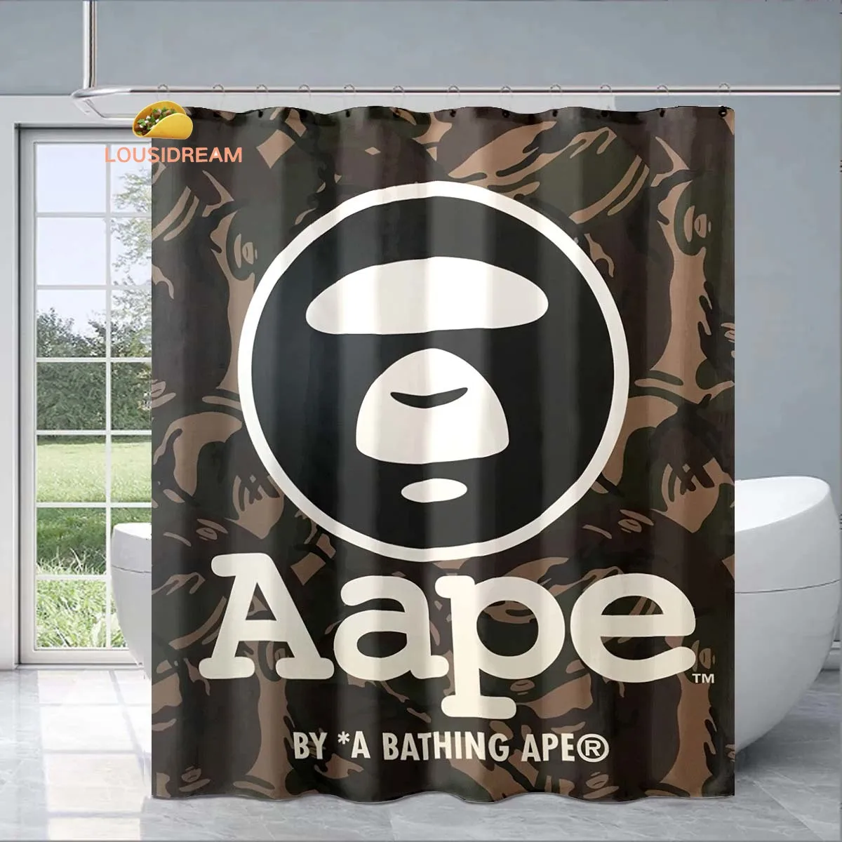 

Изысканная занавеска для душа с логотипом бренда B-Bape, модный декоративный подарок для взрослых и детей, водонепроницаемая и устойчивая к плесени занавеска для ванной комнаты