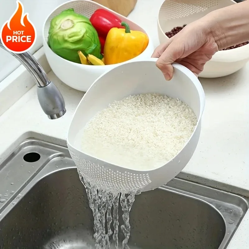 1/2pcs of Rice Drainage Basket Rice Filter Fruit and Vegetab