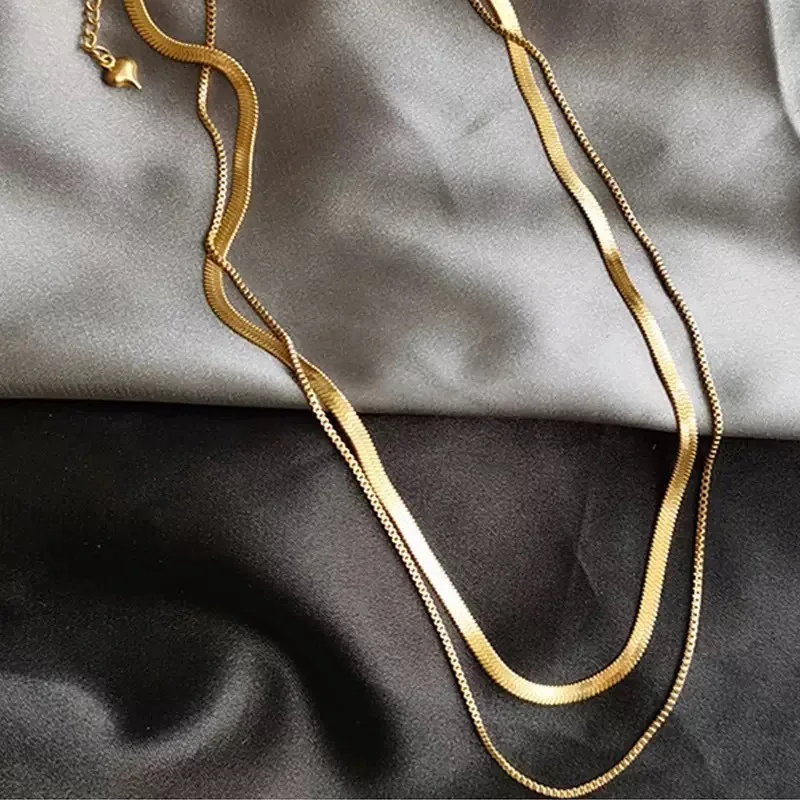 925 Silver Necklace Double Stack Wearing Snake Bone Chain High Sense Collarbone Chain Ladies Fashion Birthday Jewelry Gift