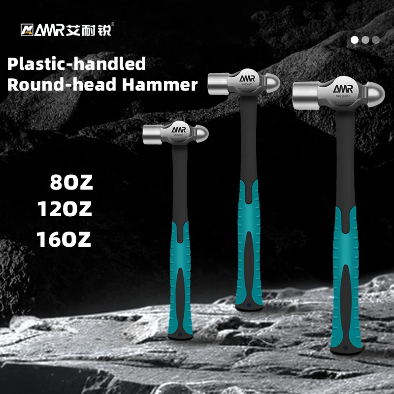 Round Head Hammer Smash Walnut Round Head Plastic Handle Hammer Car Escape Tool Hand Hammer Multi Function Hammer 8OZ/12OZ/16OZ