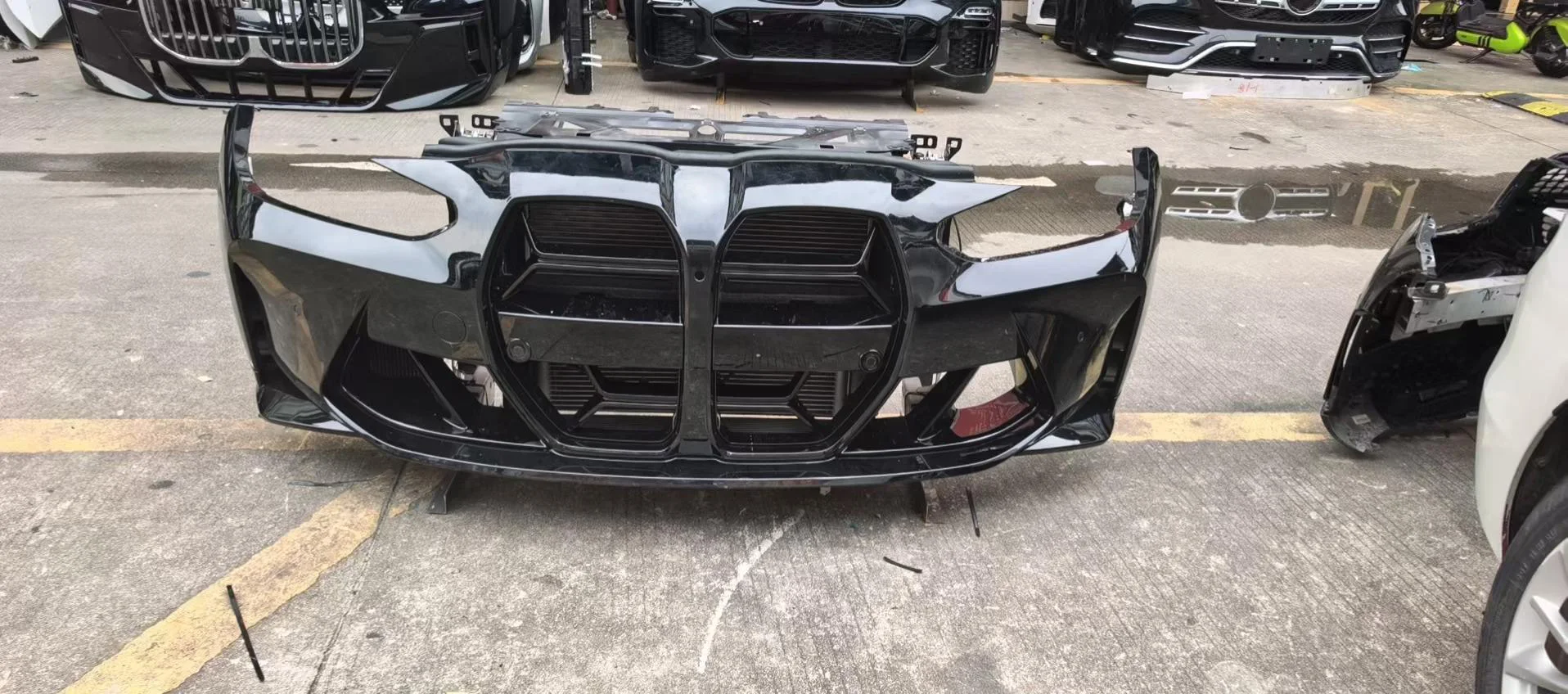 High-Gloss Black Front Bumper Assembly for   M3 G80 (2020-2023) - OEM Style Replacement, Direct Fit, Polypropylene Material