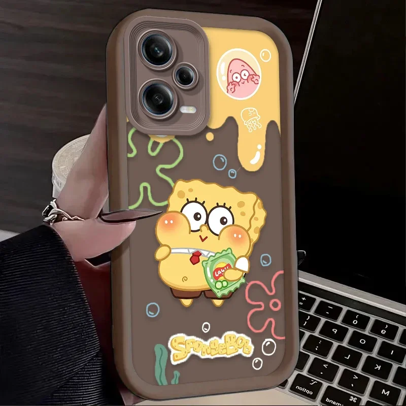 Lovely SpongeBobs Case for Xiaomi Redmi Note 13 12 11 Pro Plus 4G 5G 12S 11S 10S 10 9 9S 8 12C 13C A3 Silicone Shockproof Capa