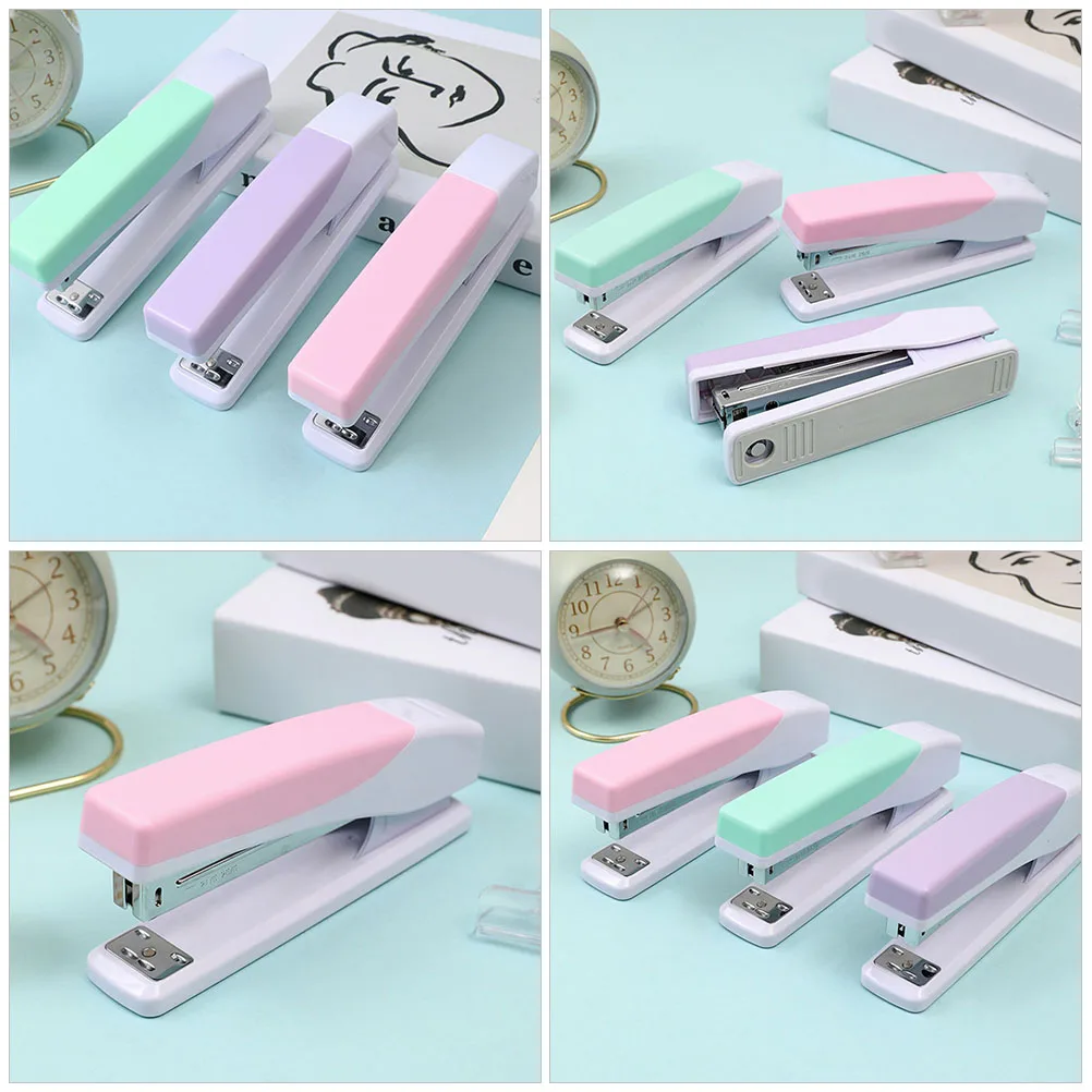 

Large Capacity Stapler Heavy Duty Pink Manual Desktop Office Home Rubber Metal Construction Binding Tool